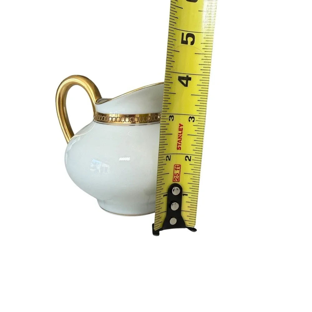 Haviland Limoges Marquis Sugar Bowl w Lid & Creamer Gold Trim - 2 Piece Set